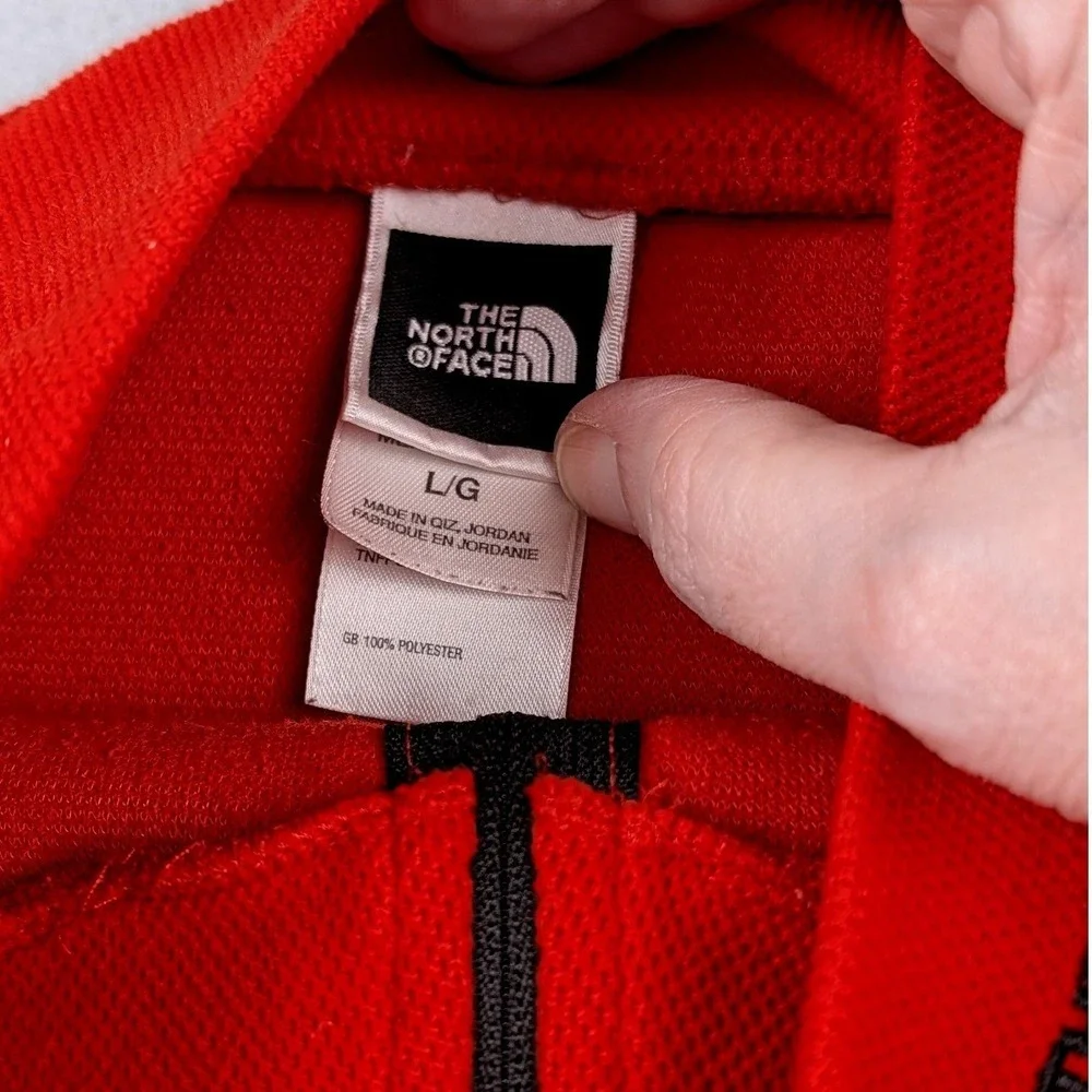 The‎ North Face Mens Red Quarter Zip Fleece Pullover Mock Neck Large Logo L/G